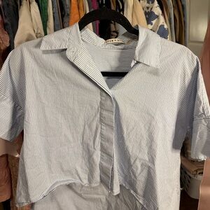 Alice + Olivia Light Blue Striped Blouse